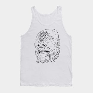 Cyclops Scary Monster Horror Black Lineart Tank Top